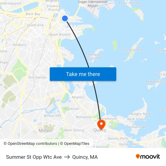 Summer St Opp Wtc Ave to Quincy, MA map