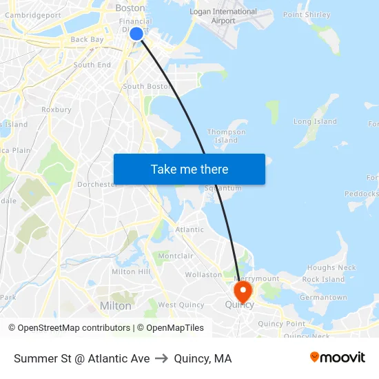 Summer St @ Atlantic Ave to Quincy, MA map
