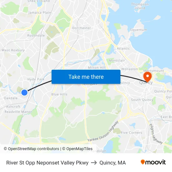 River St Opp Neponset Valley Pkwy to Quincy, MA map