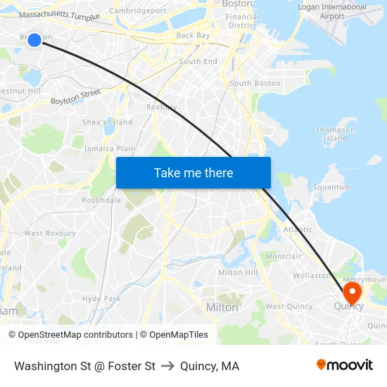 Washington St @ Foster St to Quincy, MA map