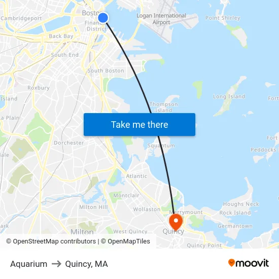 Aquarium to Quincy, MA map