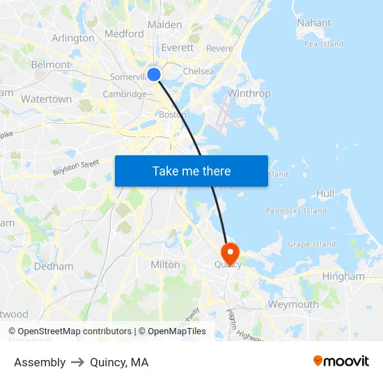 Assembly to Quincy, MA map