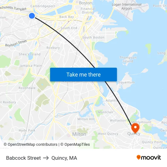 Babcock Street to Quincy, MA map