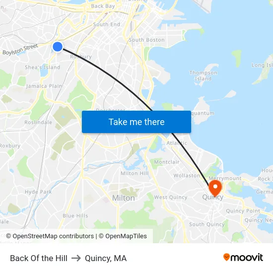 Back Of the Hill to Quincy, MA map