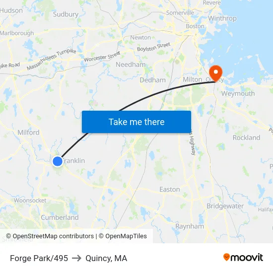 Forge Park/495 to Quincy, MA map