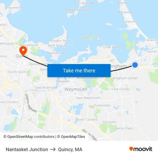 Nantasket Junction to Quincy, MA map