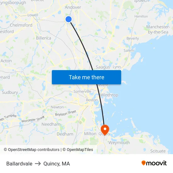 Ballardvale to Quincy, MA map