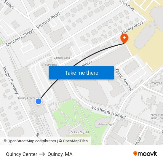 Quincy Center to Quincy, MA map