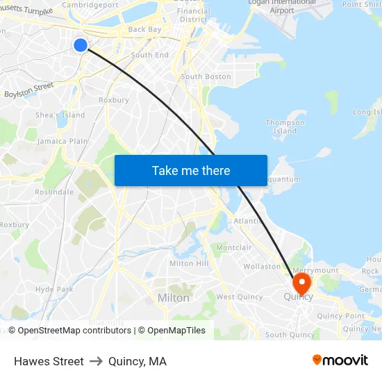 Hawes Street to Quincy, MA map