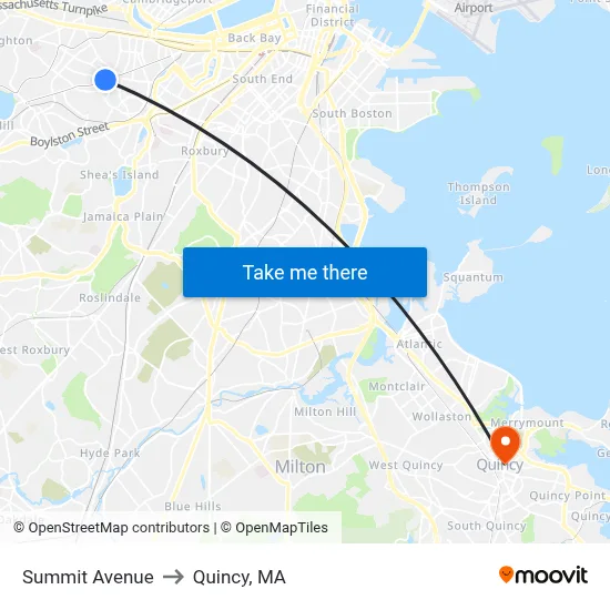 Summit Avenue to Quincy, MA map