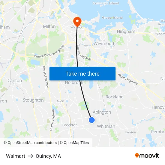 Walmart to Quincy, MA map