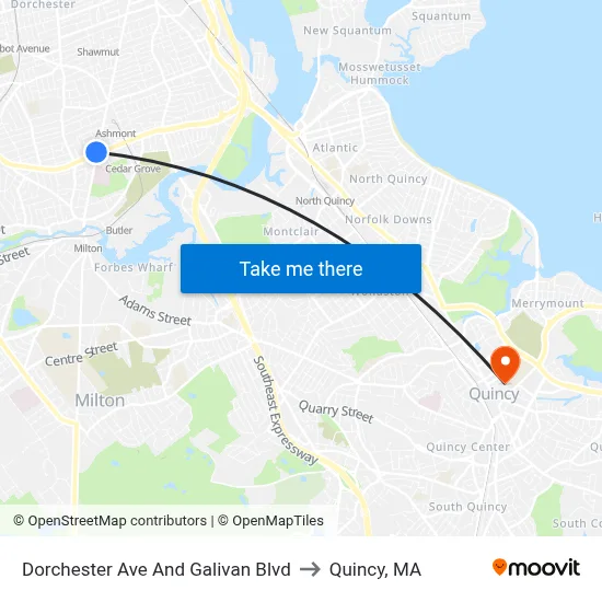 Dorchester Ave And Galivan Blvd to Quincy, MA map