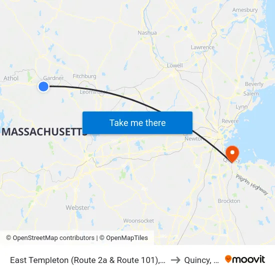 East Templeton (Route 2a & Route 101),Gardner to Quincy, MA map
