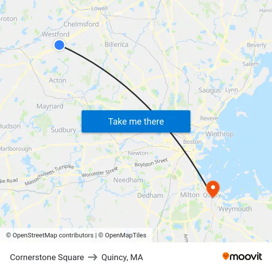 Cornerstone Square to Quincy, MA map