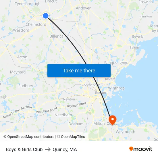 Boys & Girls Club to Quincy, MA map