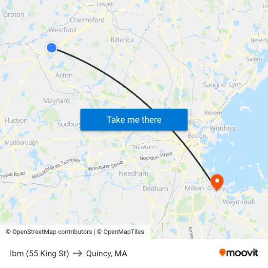 Ibm (55 King St) to Quincy, MA map