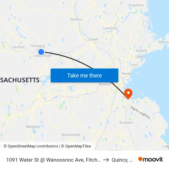 1091 Water St @ Wanoosnoc Ave, Fitchburg to Quincy, MA map