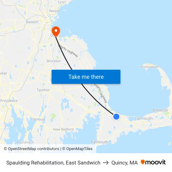 Spaulding Rehabilitation, East Sandwich to Quincy, MA map