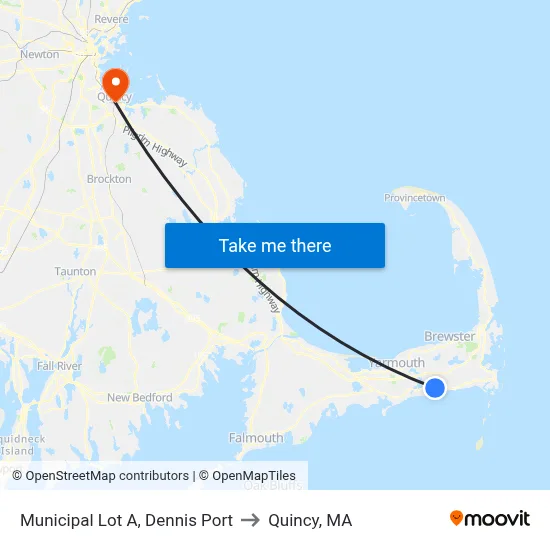 Municipal Lot A, Dennis Port to Quincy, MA map