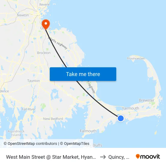 West Main Street @ Star Market, Hyannis to Quincy, MA map