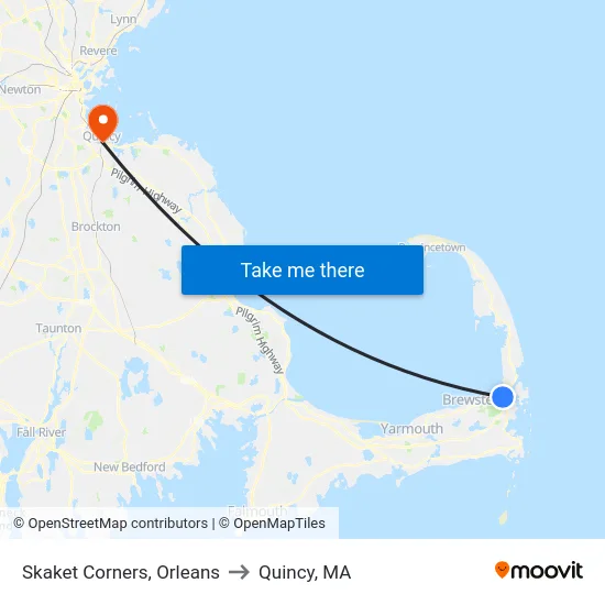 Skaket Corners, Orleans to Quincy, MA map