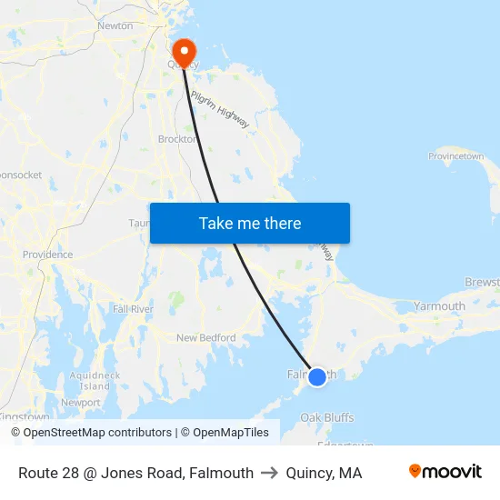 Route 28 @ Jones Road, Falmouth to Quincy, MA map
