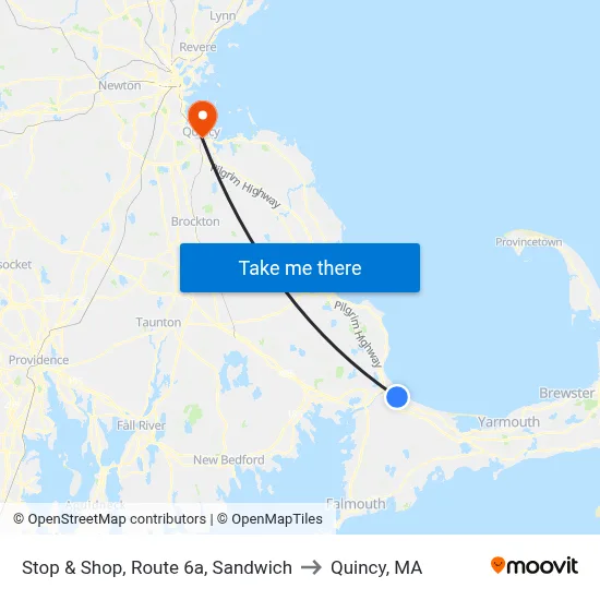 Stop & Shop, Route 6a, Sandwich to Quincy, MA map