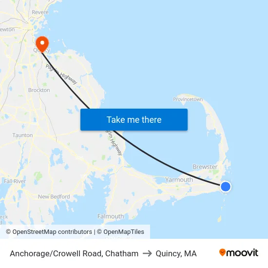 Anchorage/Crowell Road, Chatham to Quincy, MA map