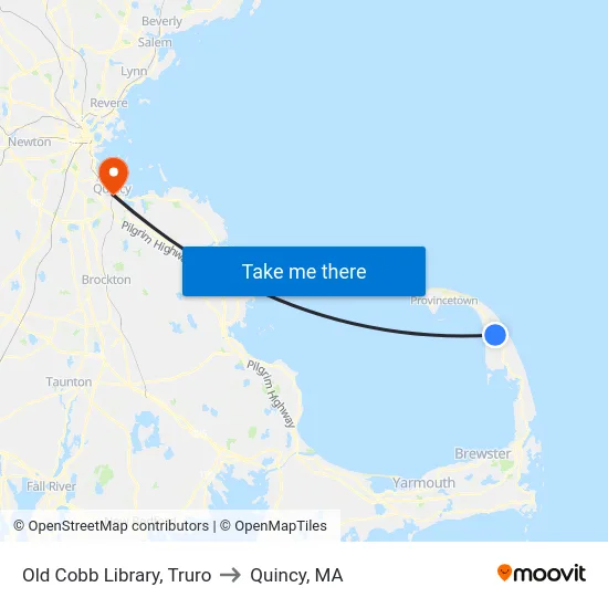 Old Cobb Library, Truro to Quincy, MA map