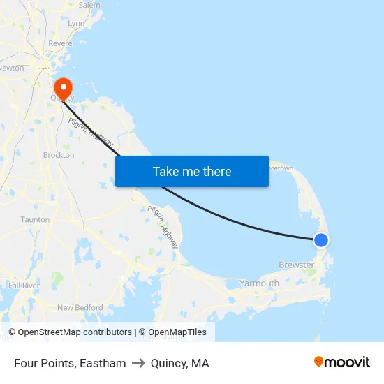 Four Points, Eastham to Quincy, MA map