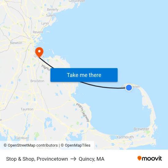 Stop & Shop, Provincetown to Quincy, MA map