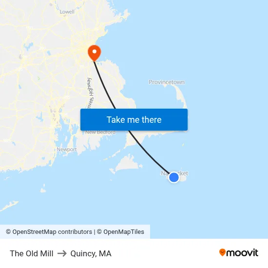 The Old Mill to Quincy, MA map