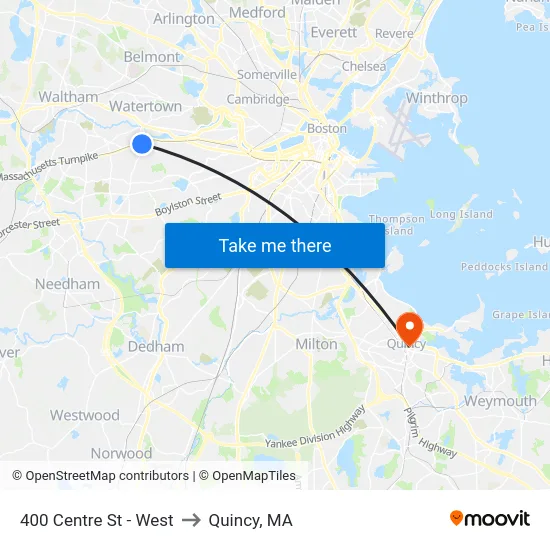 400 Centre St - West to Quincy, MA map