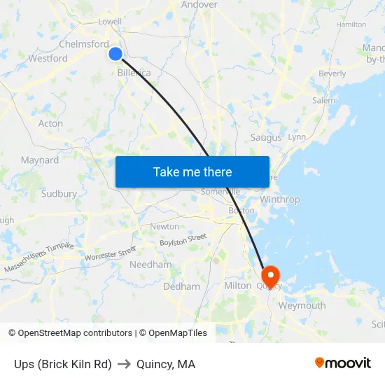 Ups (Brick Kiln Rd) to Quincy, MA map