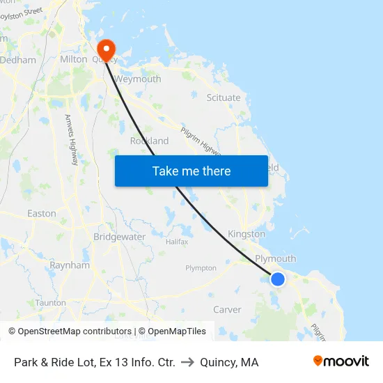 Park & Ride Lot, Ex 13 Info. Ctr. to Quincy, MA map