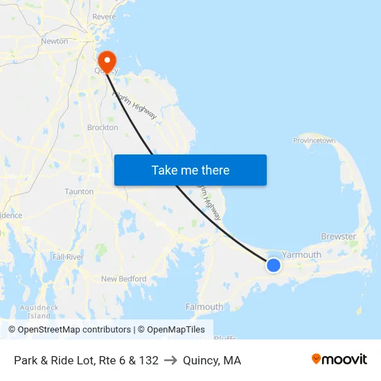 Park & Ride Lot, Rte 6 & 132 to Quincy, MA map