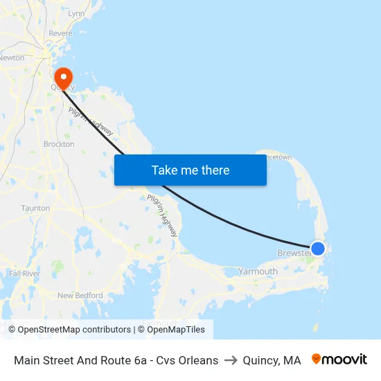Main Street And Route 6a - Cvs Orleans to Quincy, MA map