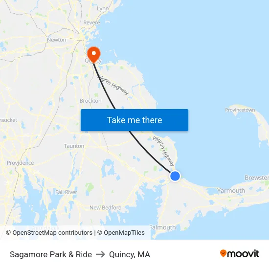 Sagamore Park & Ride to Quincy, MA map