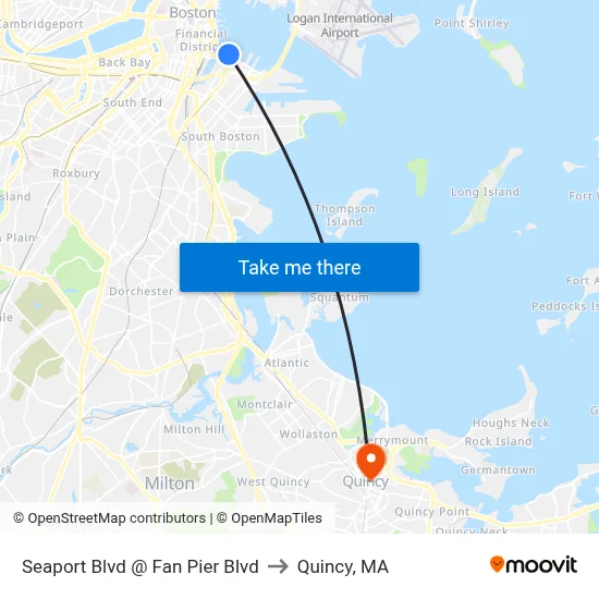 Seaport Blvd @ Fan Pier Blvd to Quincy, MA map