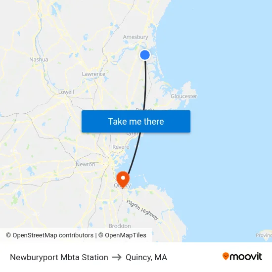 Newburyport Mbta Station to Quincy, MA map