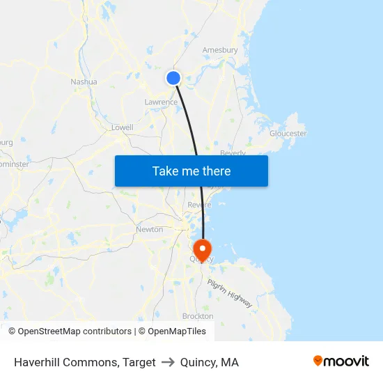 Haverhill Commons, Target to Quincy, MA map