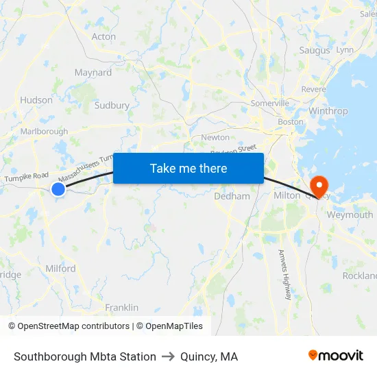 Southborough Mbta Station to Quincy, MA map