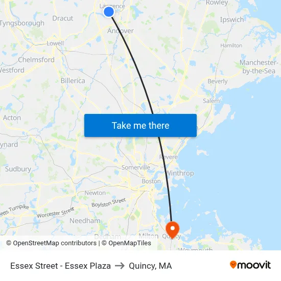 Essex Street - Essex Plaza to Quincy, MA map