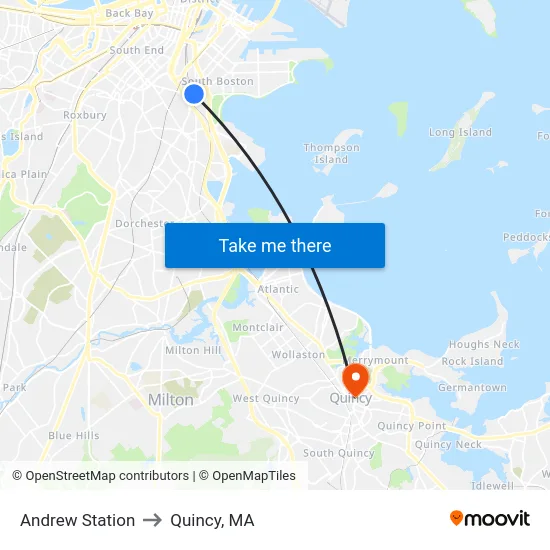 Andrew Station to Quincy, MA map