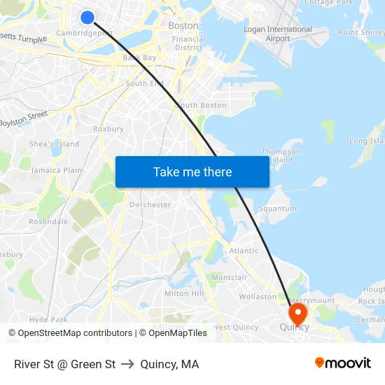 River St @ Green St to Quincy, MA map