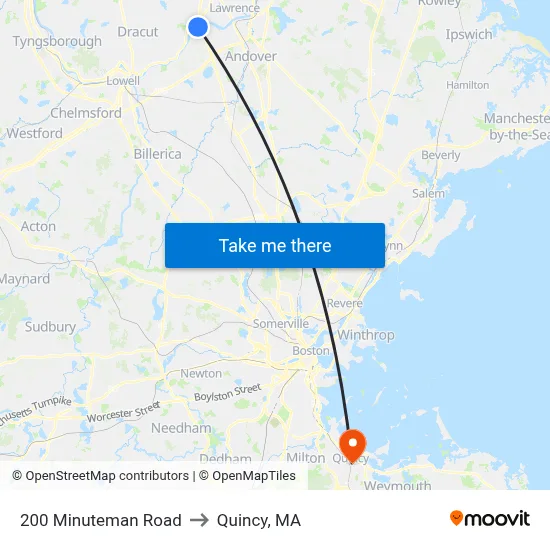 200 Minuteman Road to Quincy, MA map