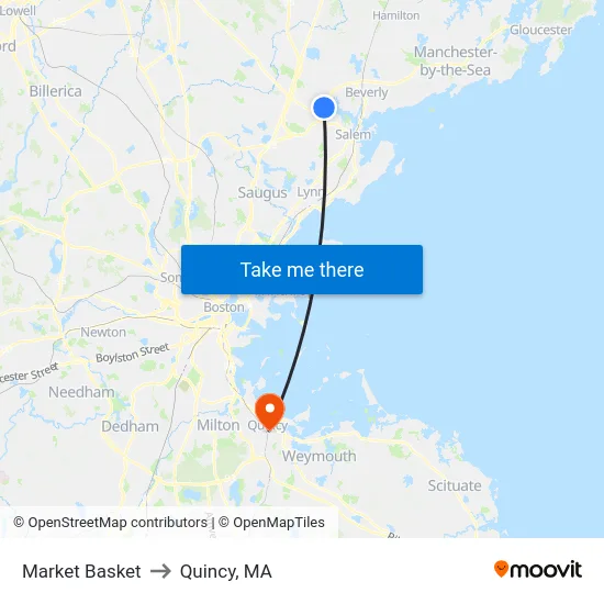 Market Basket to Quincy, MA map