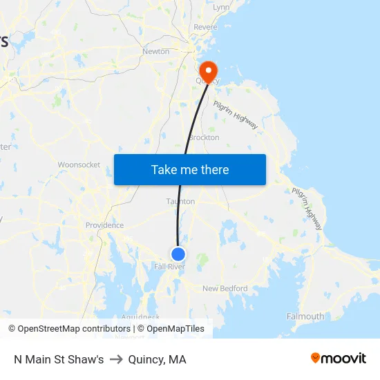 N Main St Shaw's to Quincy, MA map