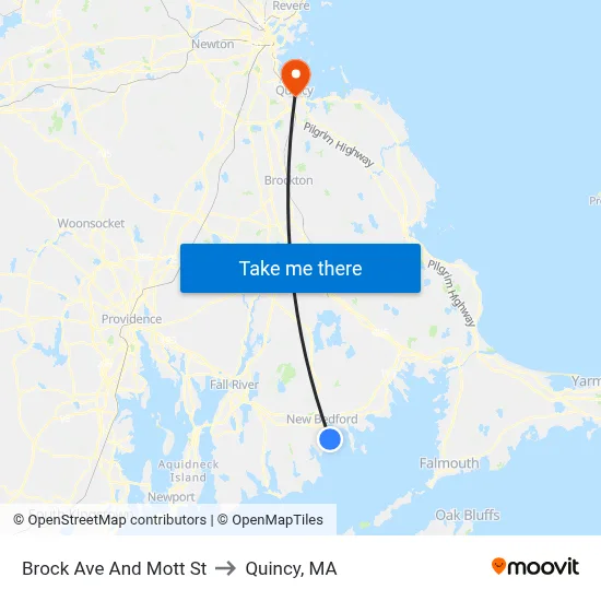 Brock Ave And Mott St to Quincy, MA map