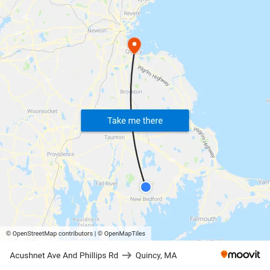 Acushnet Ave And Phillips Rd to Quincy, MA map